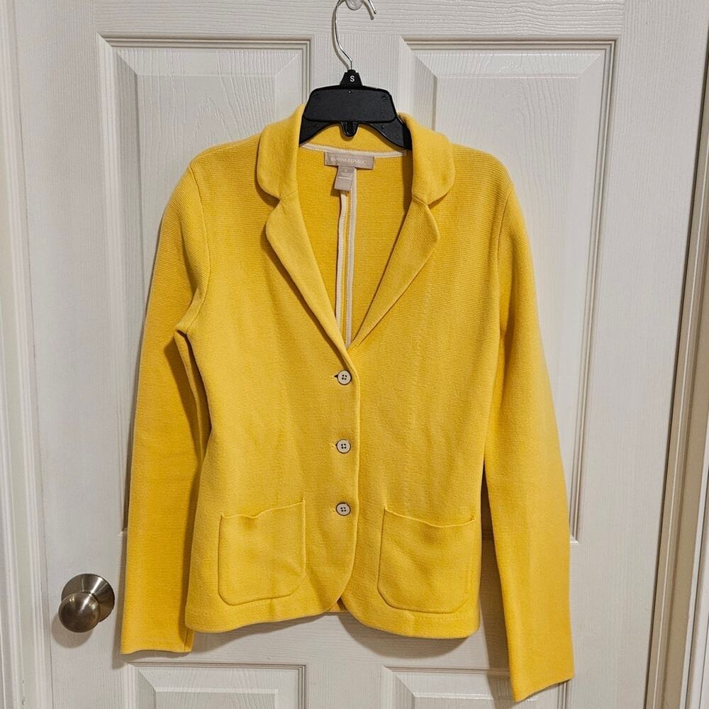 Banana Republic Yellow Knit Blazer Jacket Small EUC